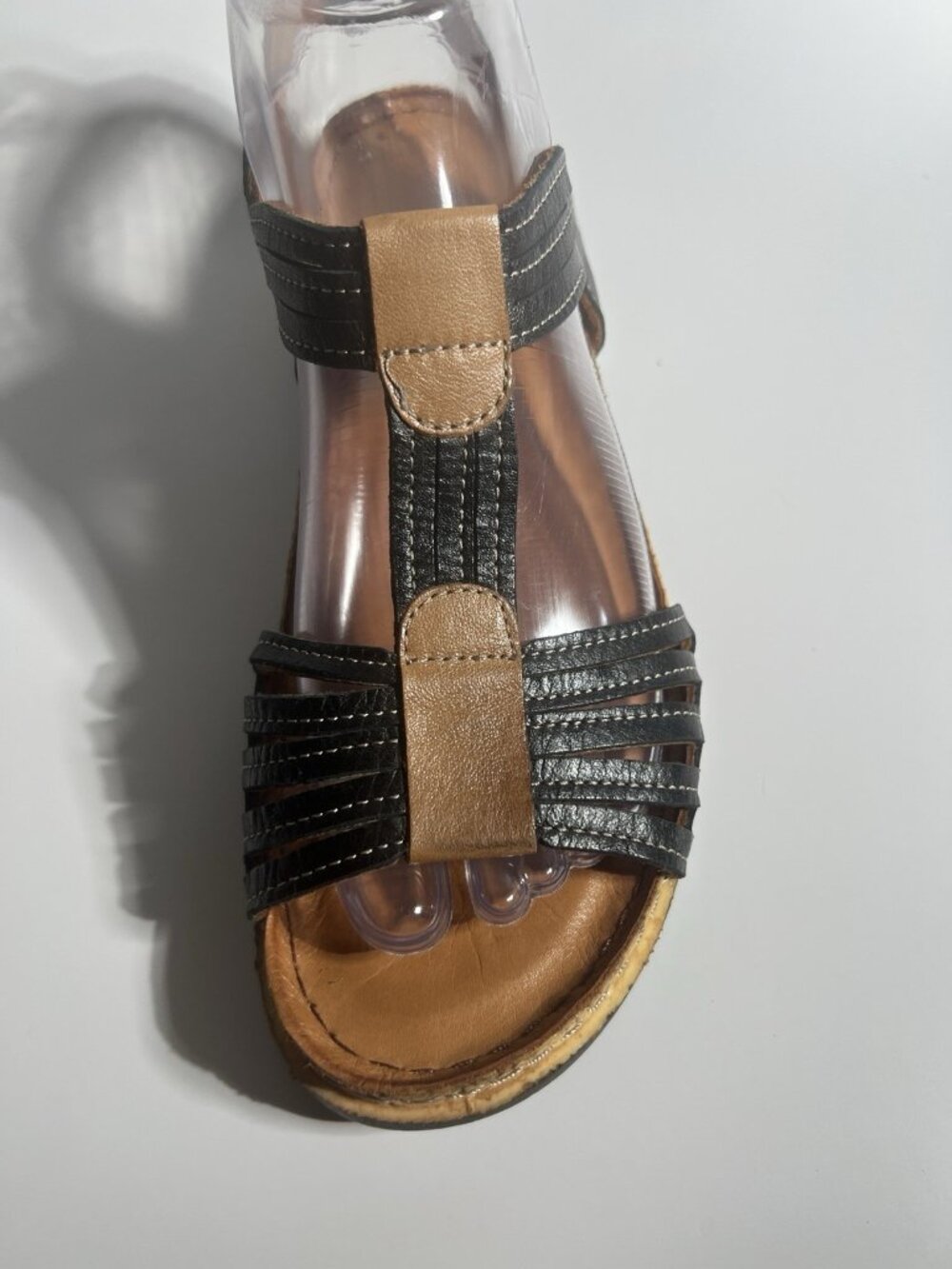 Spring Step Leather Strappy Wedge Sandals Black Brown Women’s EU 38 US 7.5 - Picture 7 of 11
